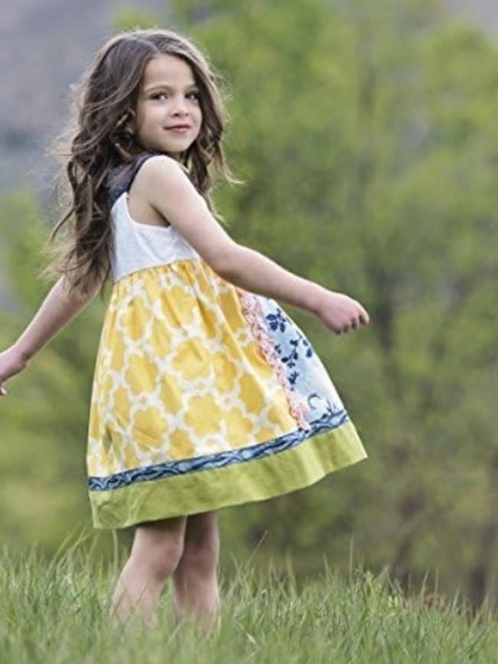 Persnickety Yellow & White Mix-Print Sleeveless Dress